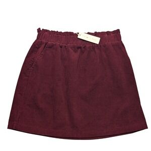 NWT Copper Key Corduroy Mini Skirt Girls Large Burgundy Paperbag Waist CJ6341CDY